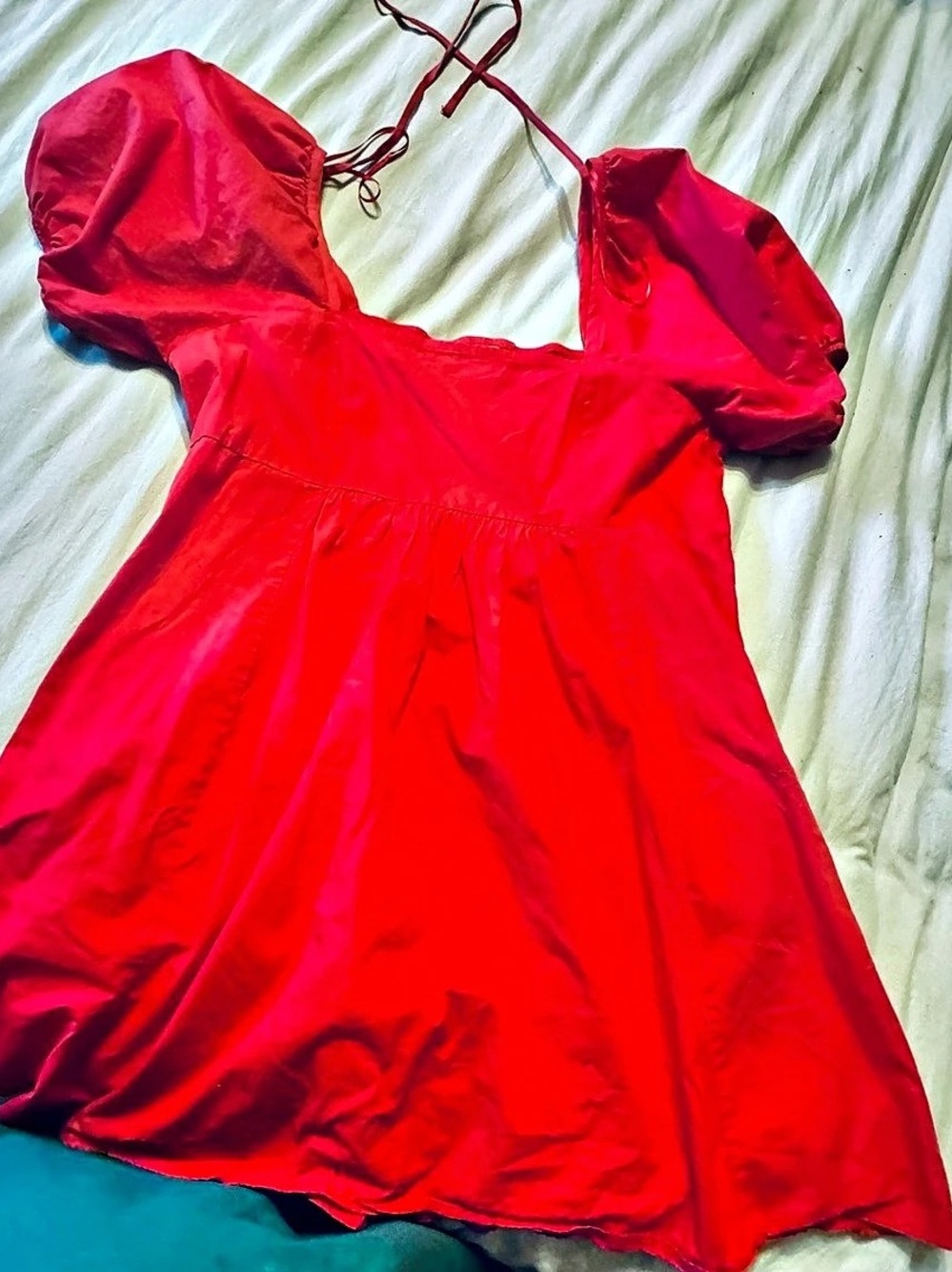 Paper James Red Puff Sleeve Mini Dress Size XL